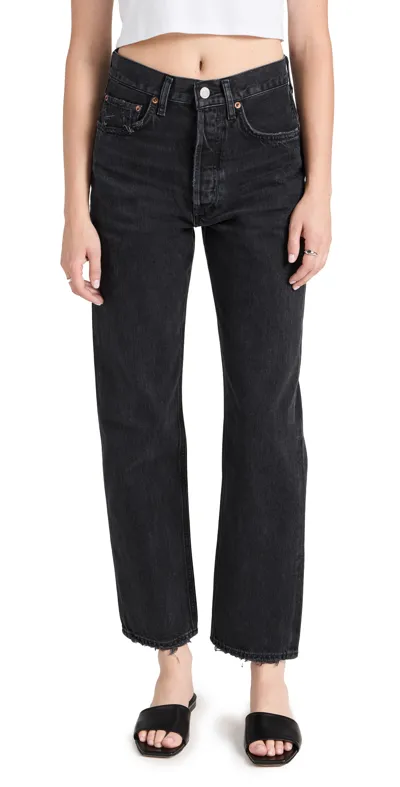 Agolde 90 Mid Rise Straight Jeans In Tar