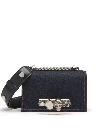 Alexander Mcqueen Jewelled Satchel Mini Bag In Blue