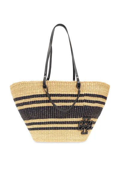 Tory Burch Ella Striped Straw Basket Tote In Multi