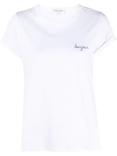 Maison Labiche Slogan-embroidered Organic Cotton T-shirt In Weiss