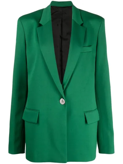 Attico Bianca Masculine Wool Blazer In Emerald