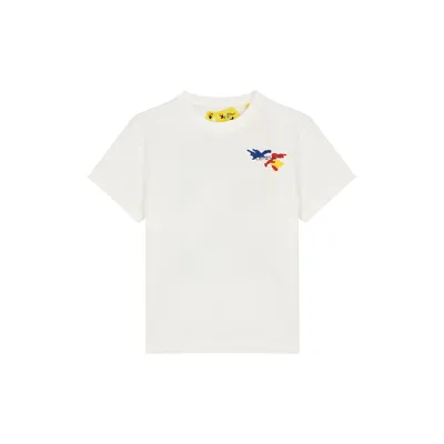 Off-white Kids' Arrow Camou Print Cotton T-shirt In White