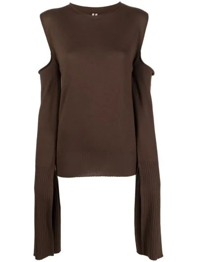 Rick Owens Cut-out Detailing Knitted Top In Dark Brown