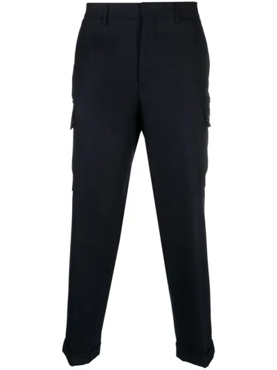 Etro Wool Blend Cropped Trousers In Blue