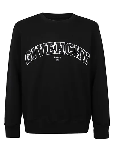 Givenchy College Logo-embroidered Cotton-jersey Sweatshirt In Black