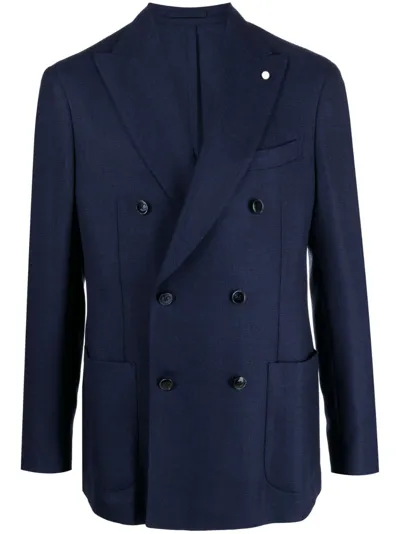 Luigi Bianchi Double-breasted Jacket In Navy Blue