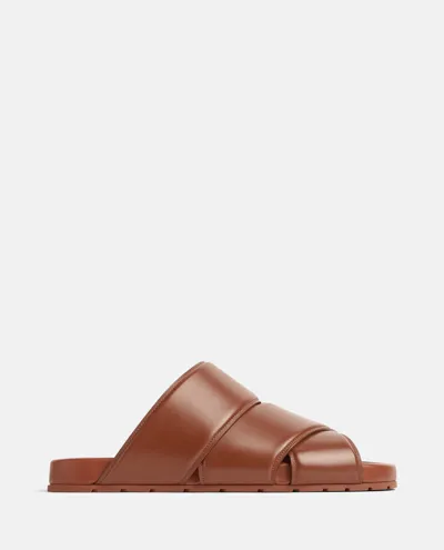 Bottega Veneta Leather Bridge Slides In Brown