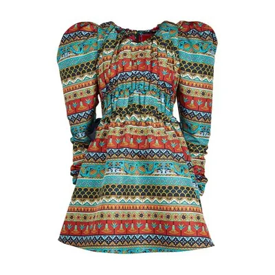 La Doublej Biennale Mini Dress In Giza Placee Turquoise