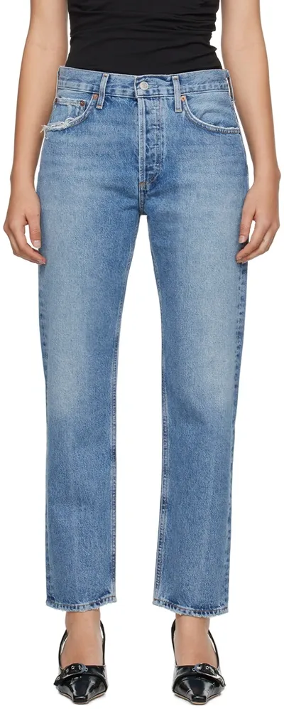 Agolde Blue Parker Long Jeans In Denim