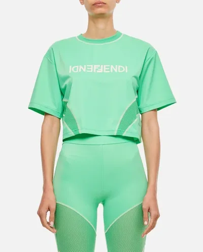 Fendi Cropped T-shirt In Green