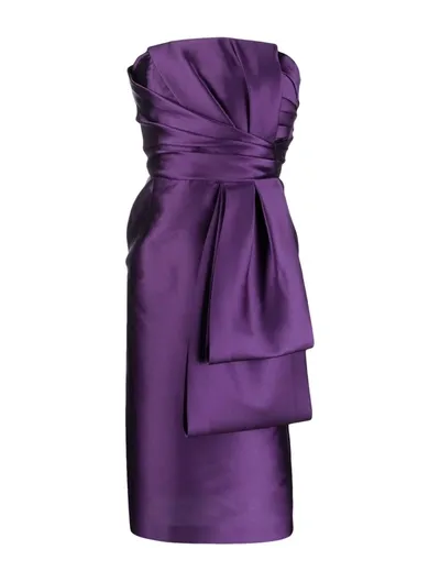 Alberta Ferretti Women's Strapless Bow-embellished Dress In Violet