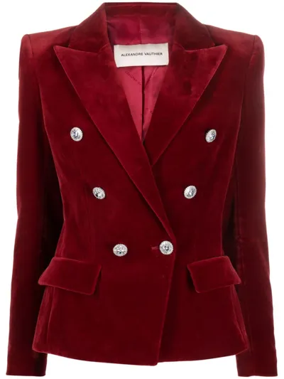 Alexandre Vauthier Double-breasted Velvet Blazer In Red