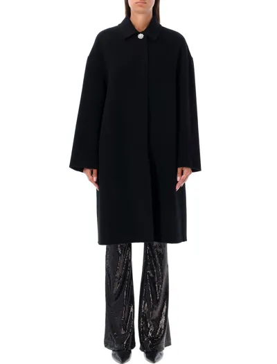 Philosophy Di Lorenzo Serafini Double Wool Coat With Jewel Button In Black