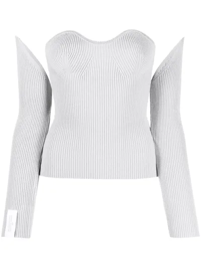 Rokh Ribbed-knit Bustier-style Top In Grey