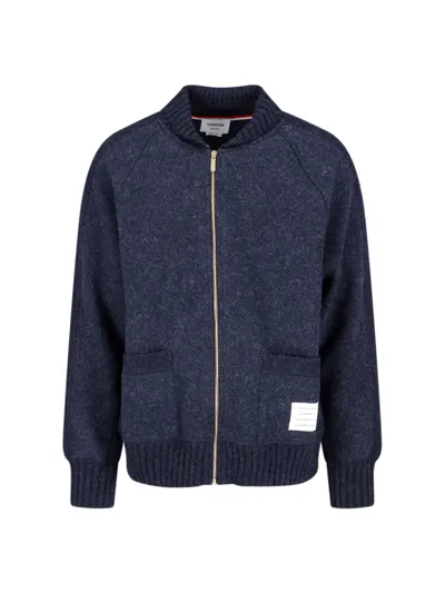 Thom Browne Zip Sweater In Blue