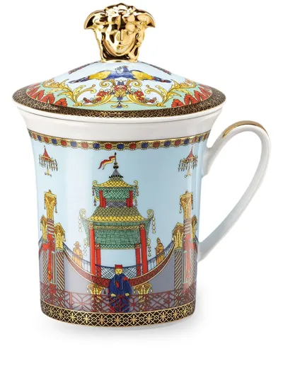 Versace Marco Polo Porcelain Lid Mug In Multi