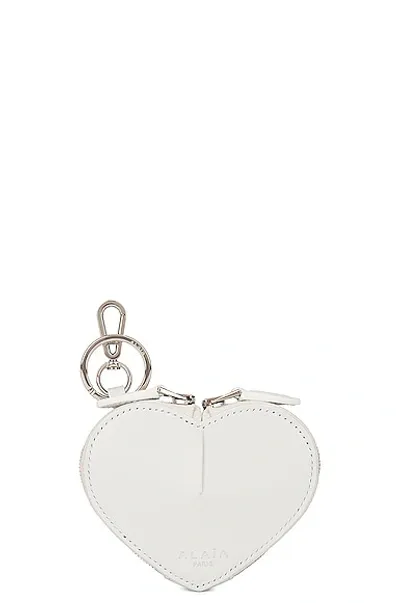 Alaïa Mini Le Coeur Pouch In Blanc Optique