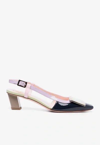 Roger Vivier Belle Vivier Buckle Colorblock Patent Leather Slingback Pumps In Multicolor