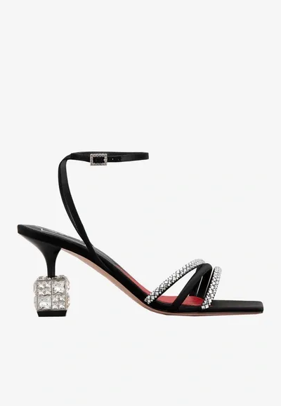 Roger Vivier Bling Cube 75 Crystal Embellished Sandals In Black