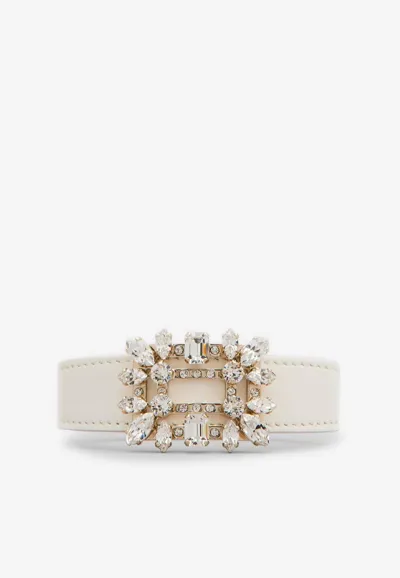 Roger Vivier Broche Vivier Buckle Bracelet In Leather In White