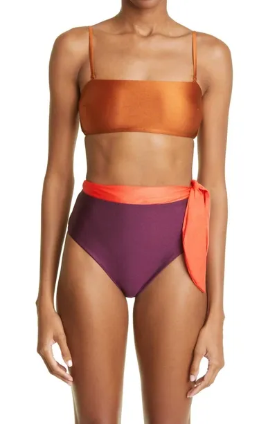 Zimmermann Metallic Bikini In Orange