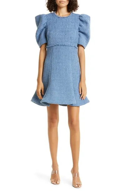 Likely Alia Puff Sleeve Tweed Dress In Quiet Harb