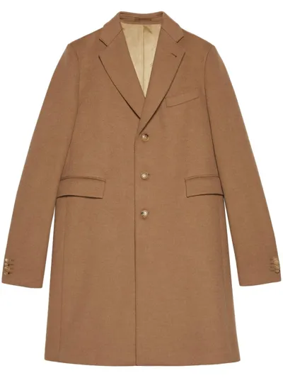 Gucci Camel Hair Pea Coat In Brown