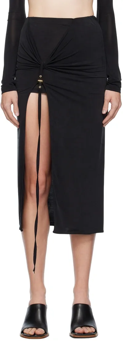 Jacquemus Black Le Chouchou 'la Jupe Pareo Croissant' Midi Skirt In 990 Black