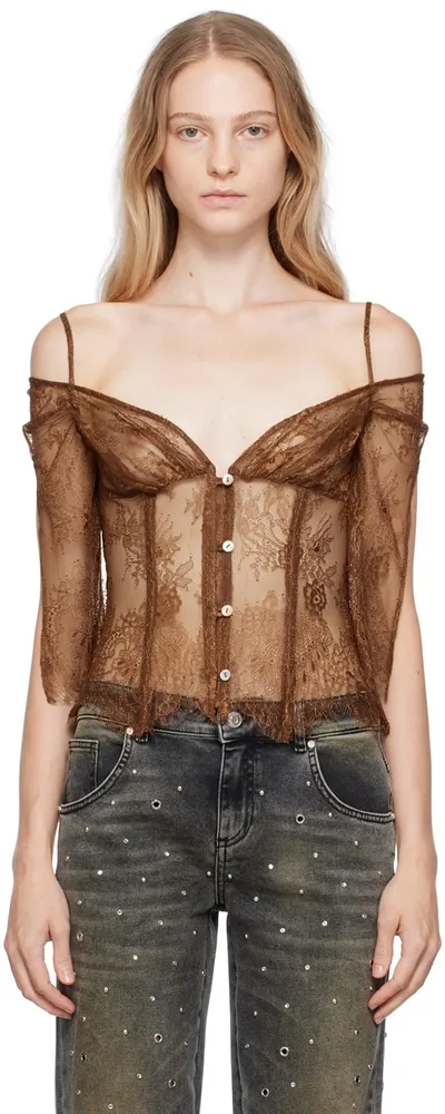 Kim Shui Brown Off-shoulder Blouse