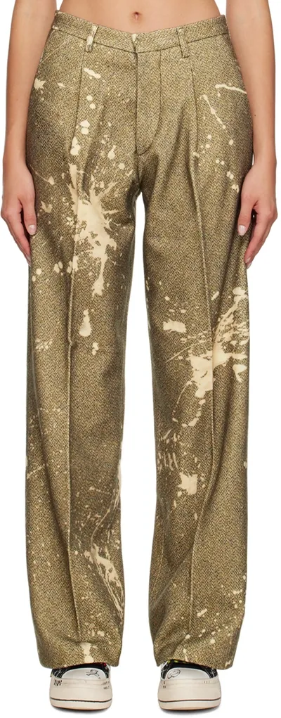 R13 Khaki Wide-leg Trousers In Gold