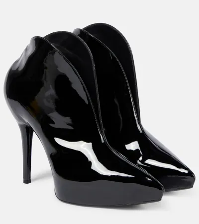 Alaïa Booties Slick Patent Leather Ankle Boots In Black