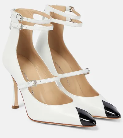 Alessandra Rich Paneled Leather Pumps In White