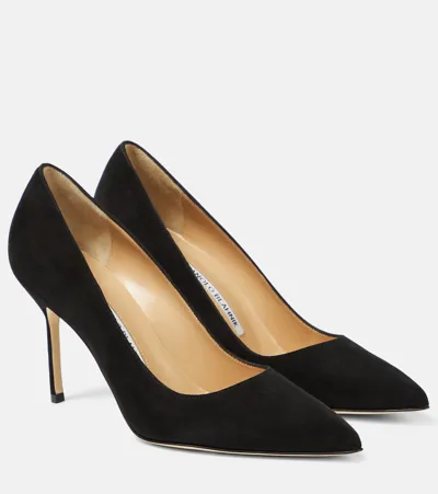 Manolo Blahnik Bb 90 Suede Pumps In Black