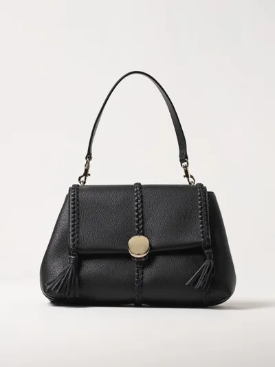 Chloé Penelope Bag In Grained Leather In Black