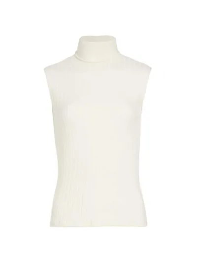 L Agence Ceci Sleeveless Rib-knit Turtleneck Top In Gossamer