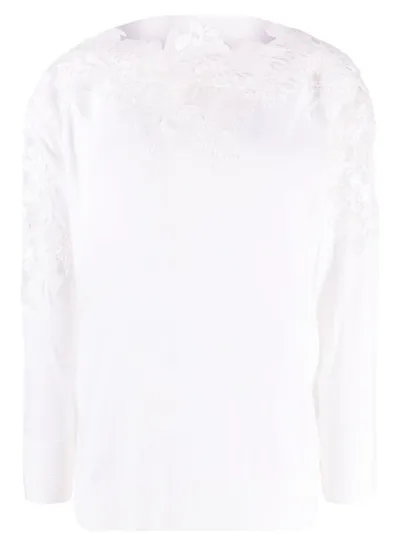 Ermanno Scervino Guipure Lace Virgin Wool Jumper In White