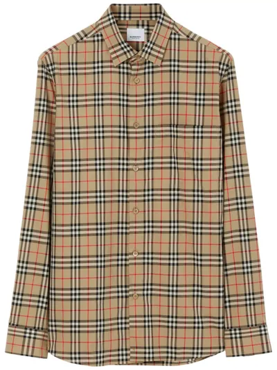 Burberry Small Check Shirt In Archive Beige