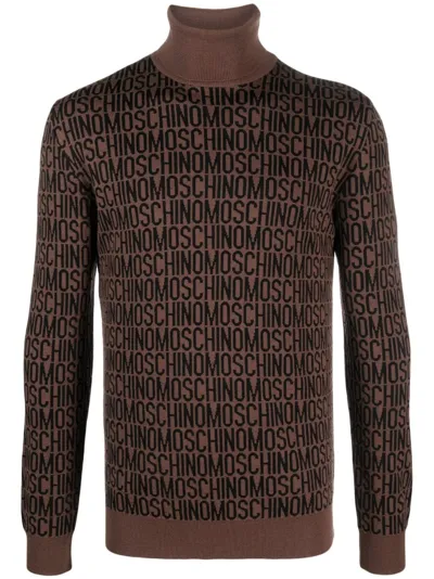 Moschino Roll-neck Virgin Wool Jumper In Brown