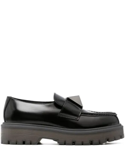 Valentino Garavani 45mm One Stud Leather Loafers In Black