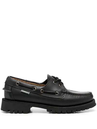 Sebago Logo-tag Leather Loafers In Black