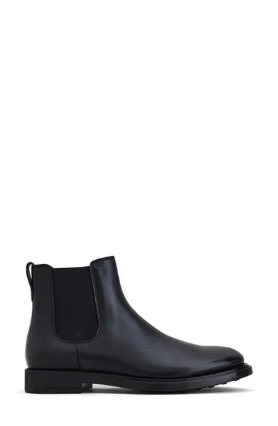 Tod's Leather Chelsea Boots In Nero