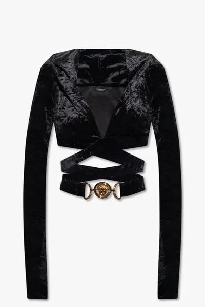 Versace Crossover Velvet-finish Top In New