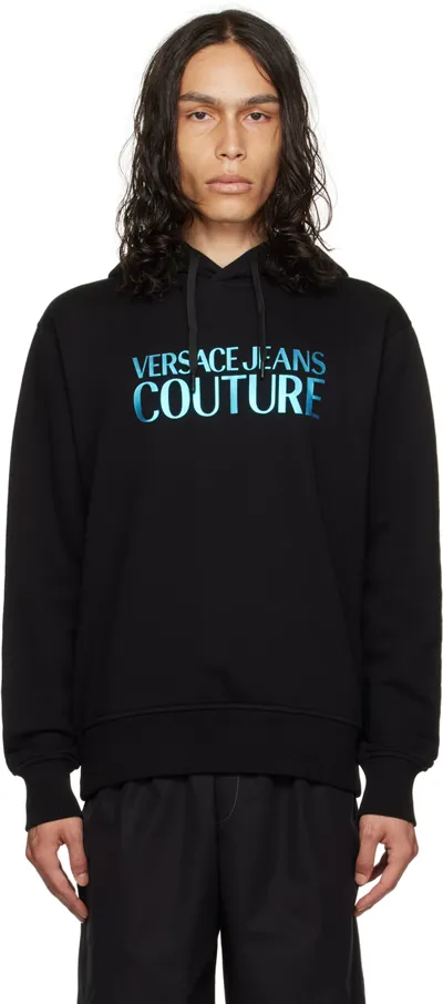 Versace Jeans Couture Black Printed Hoodie In E899 Black