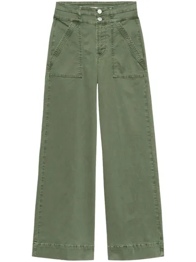 Frame Cropped Slim Denim Palazzo Pants In Washed Surplus