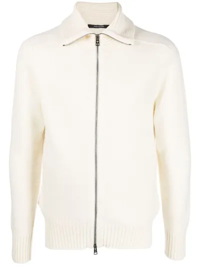 Tagliatore Zip-up Knitted Jumper In Nude