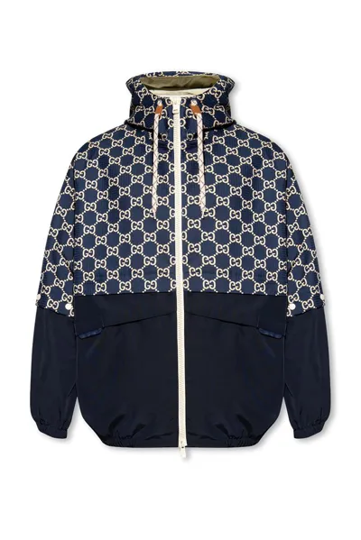 Gucci Monogrammed Zip In Navy