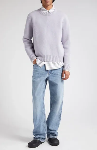 Bottega Veneta Crewneck Wool Milano Stitch Sweater In 5338 Pale Lilac