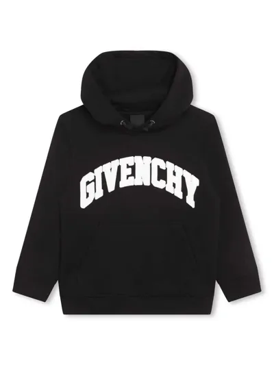 Givenchy Kids' Black Hoodie And Contrasting Maxi Logo In Cotton Blend Boy