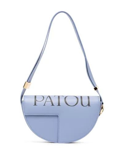 Patou Logo-print Leather Shoulder Bag In Blue