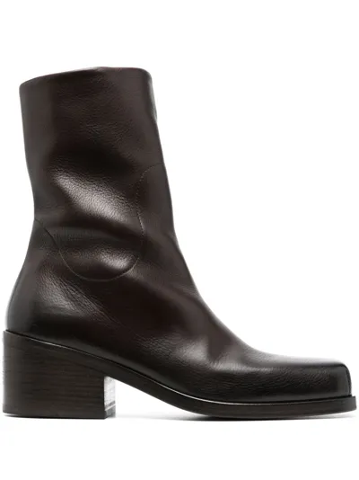 Marsèll Cassello Square-toe Leather Boots In Dark